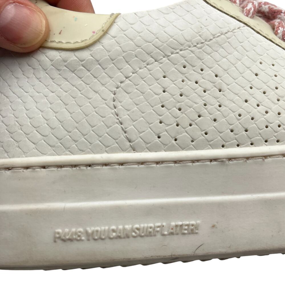 P448 Thea Confetti Snakeskin Leather Platform Sneakers White Size 38 US 7.5-8 - Picture 8 of 9